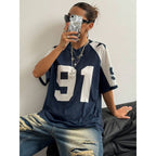 Women's Oversized Varsity Number Print T-Shirt - 7