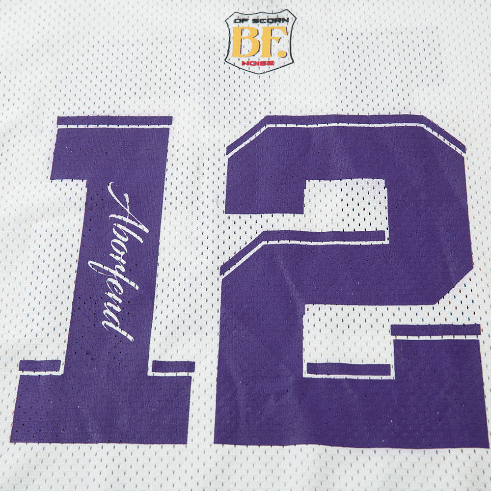 Women's Long Sleeve Varsity Jersey Top with V-Neck and Contrast Stripes - 4