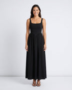 Women's Sleeveless Maxi Dress with Square Neckline and A-Line Skirt - 2