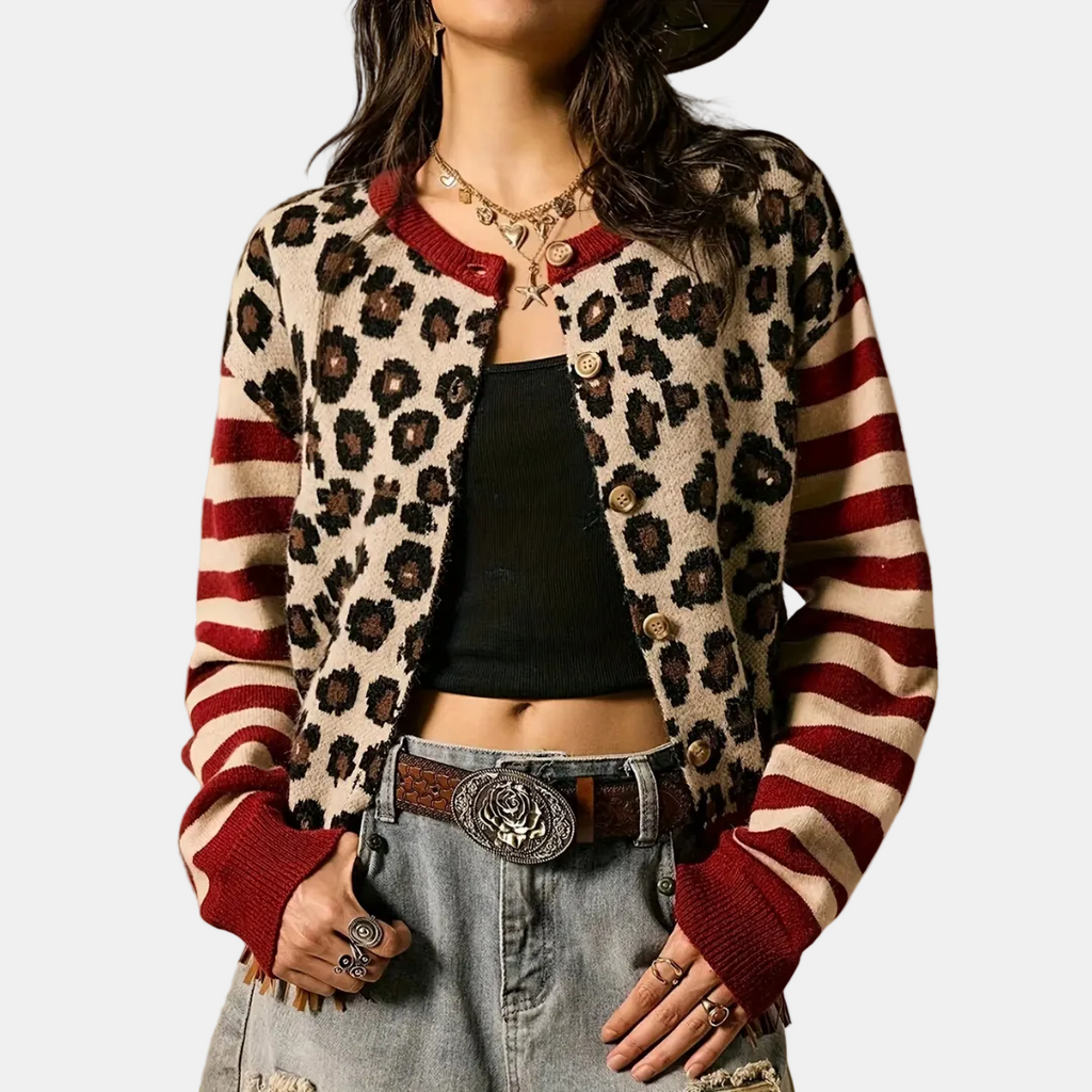Women's Button Front Drop Shoulder Knit Cardigan Jumper - Khaki