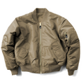 Unisex Bomber Jacket with Ribbed Trims and Zip Front - Khaki