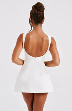 Women's Mini Dress Sleeveless with Boat Neck and Fit and Flare Silhouette - 5