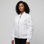 Women's Bomber Jacket with Ribbed Trims and Utility Pocket - 15