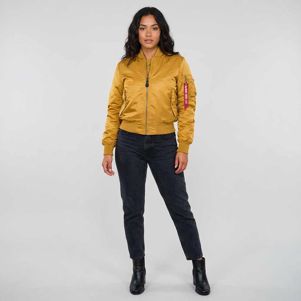 Women's Bomber Jacket with Ribbed Trims and Utility Pocket - 14