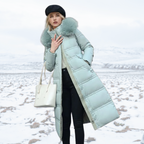 Lucia | Designer Winter Parka with Fur Hood - Blue
