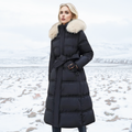 Lucia | Designer Winter Parka with Fur Hood - Black and White