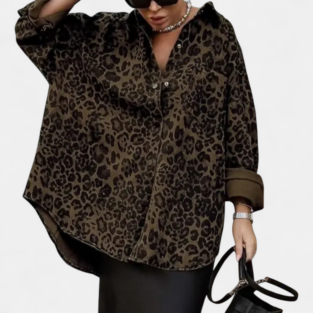 Women's Vintage Leopard Print Blouse - 2