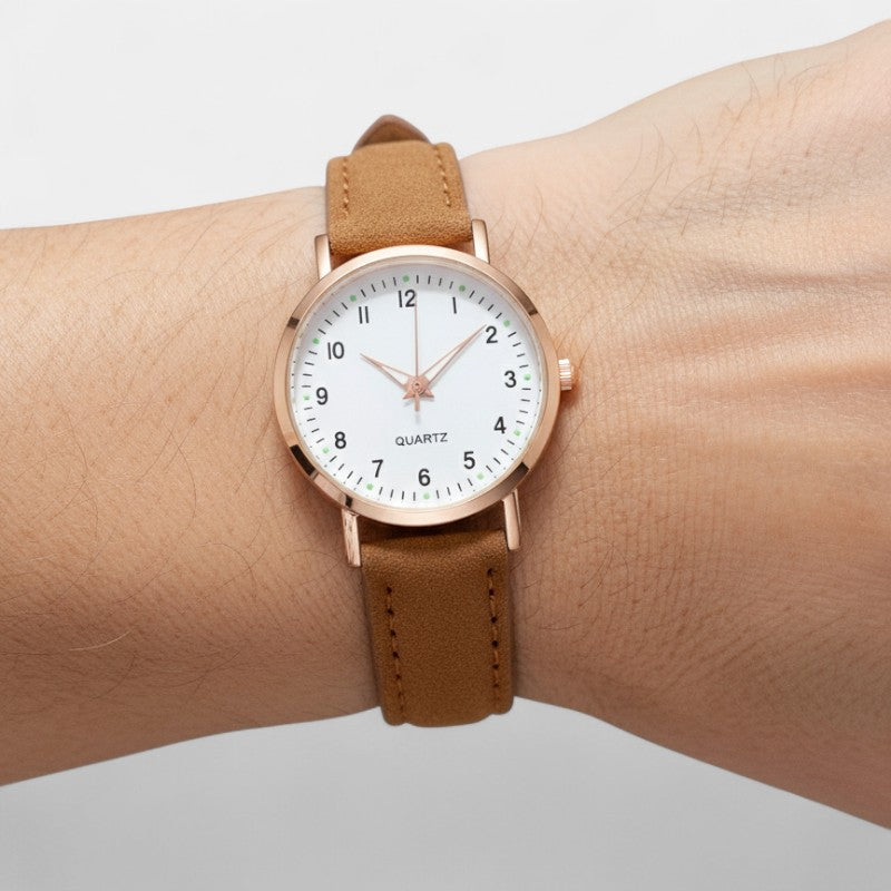 Women's Minimalist Watch with Faux Suede Strap - 11
