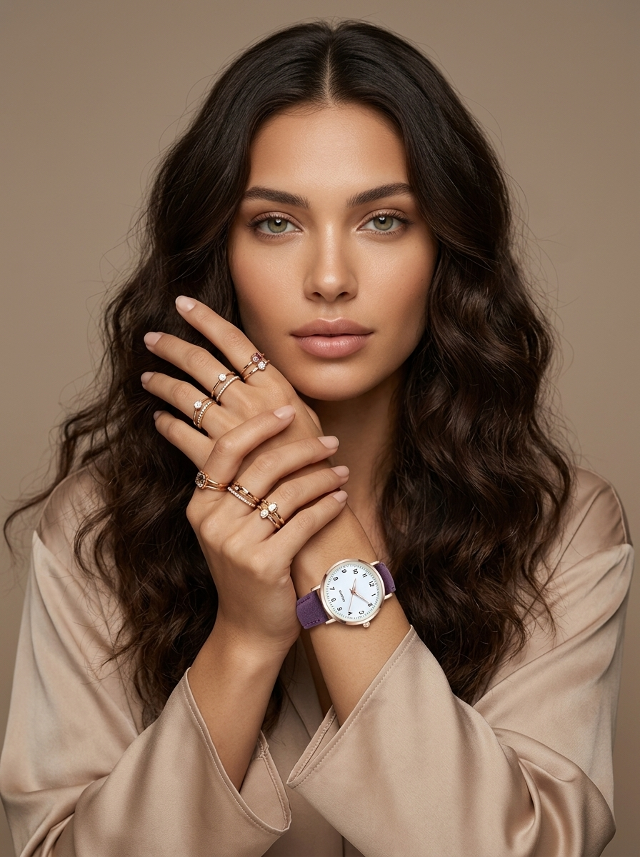 Women's Minimalist Watch with Faux Suede Strap - 2