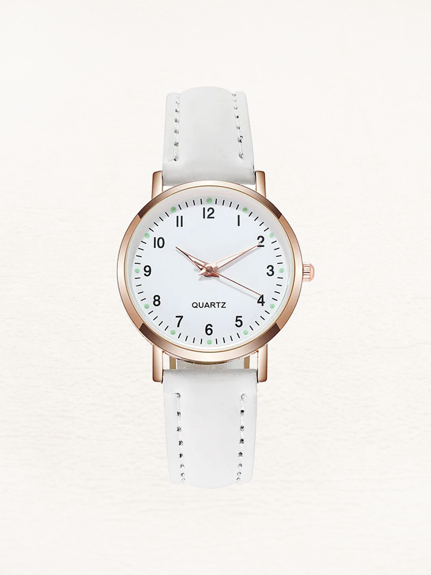 Women's Minimalist Watch with Faux Suede Strap - White