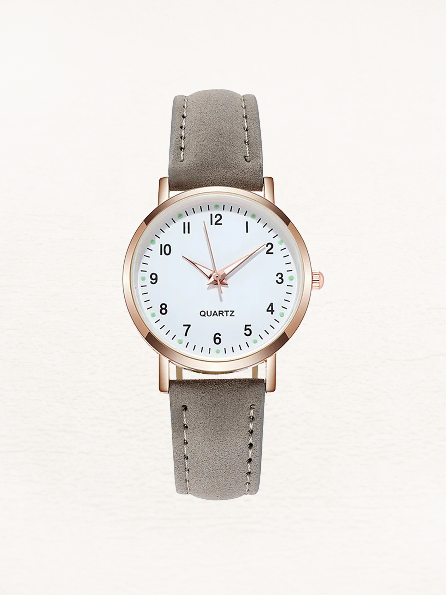 Women's Minimalist Watch with Faux Suede Strap - Grey