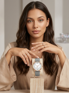 Women's Minimalist Watch with Faux Suede Strap - 3