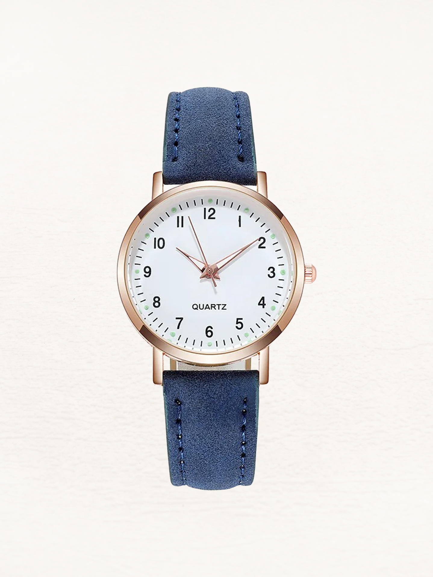 Women's Minimalist Watch with Faux Suede Strap - Blue