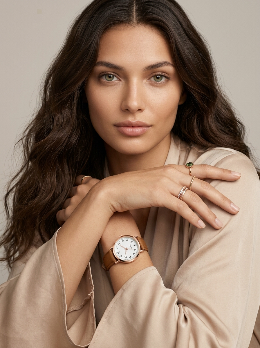 Women's Minimalist Watch with Faux Suede Strap - 4
