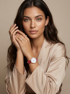 Women's Minimalist Watch with Faux Suede Strap - 6