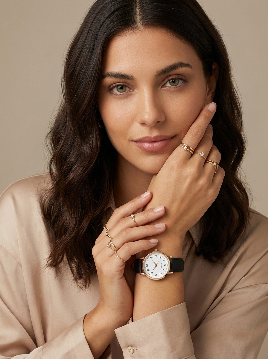 Women's Minimalist Watch with Faux Suede Strap - 7