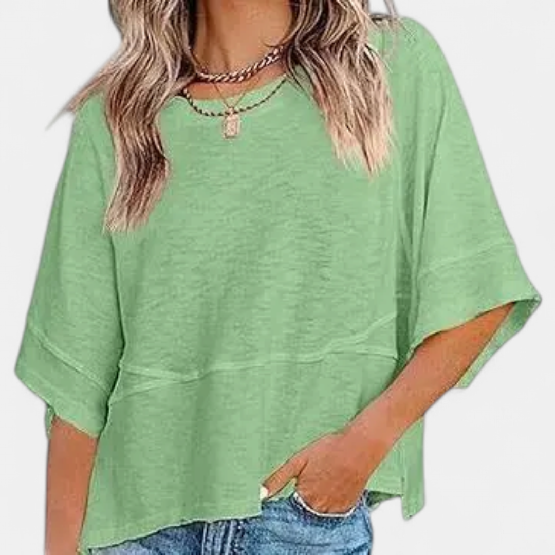 Women's Casual Batwing Sleeve Blouse - Light Green