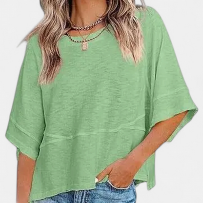 Women's Casual Batwing Sleeve Blouse - Light Green