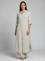 Women's Longline Shirt and Wide Leg Trousers Set - 16