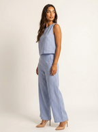 Women's Sleeveless Top and Wide Leg Trousers Set - 13