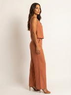Women's Sleeveless Top and Wide Leg Trousers Set - 10
