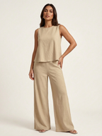 Women's Sleeveless Top and Wide Leg Trousers Set - 5