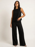 Women's Sleeveless Top and Wide Leg Trousers Set - 4