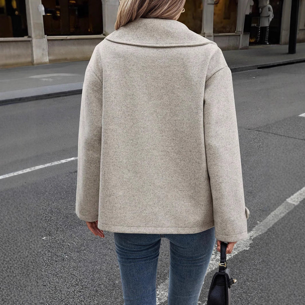 Women's Relaxed Fit Wool-Blend Jacket with Button Front - 4