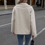 Women's Relaxed Fit Wool-Blend Jacket with Button Front - 4