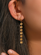 Statement Drop Earrings with Textured Disc Chain - 2