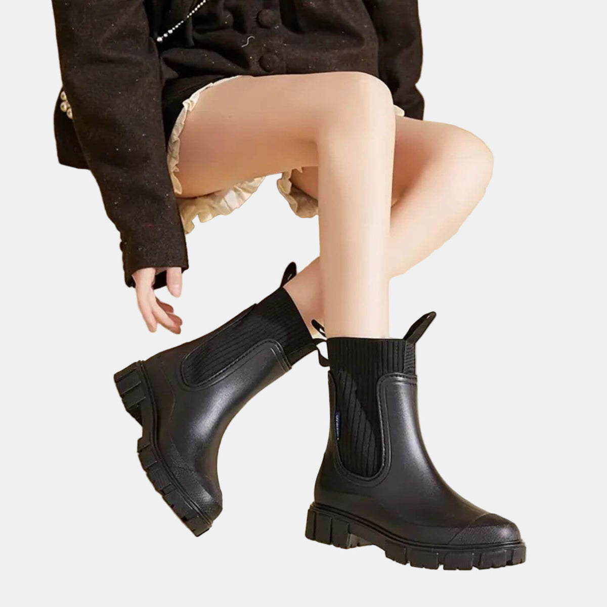 Women's Chelsea Boots with Chunky Sole and Elastic Panel - 5