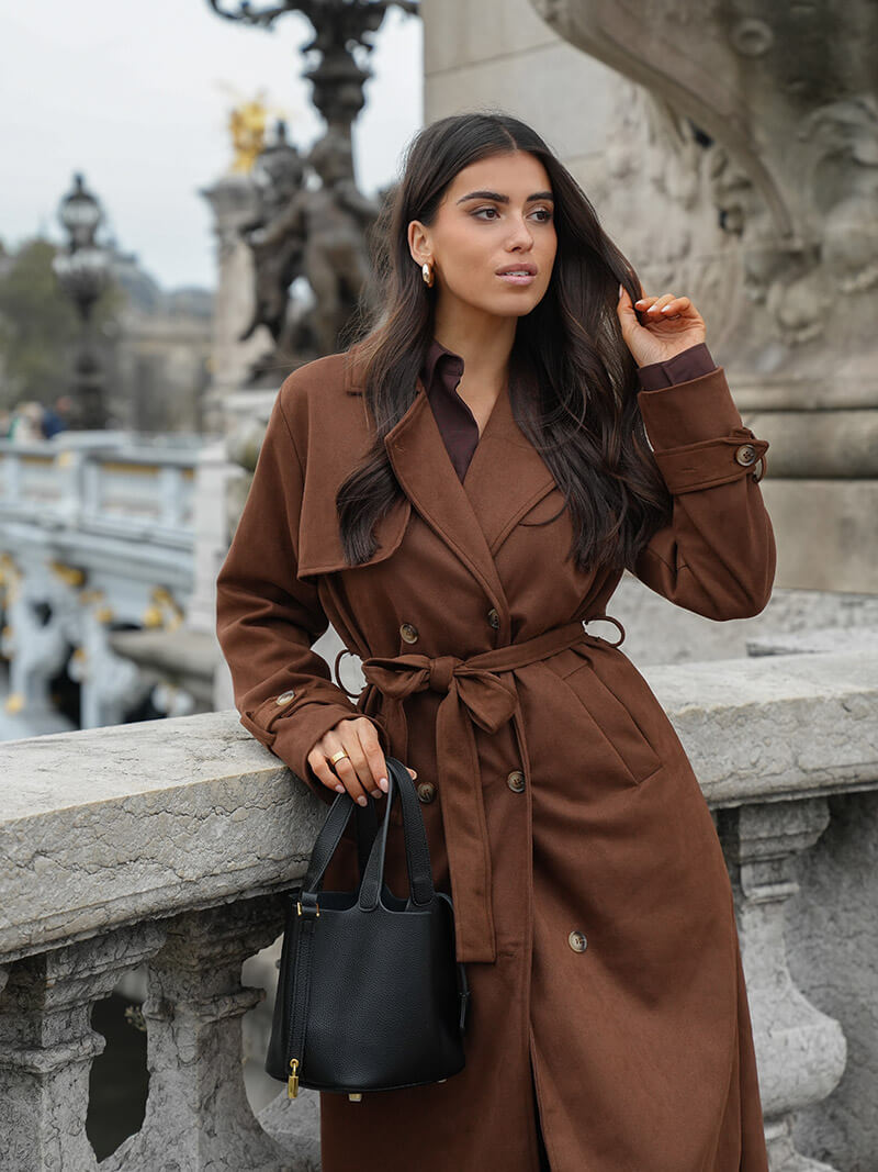 Structured Bucket Bag with Gold-Tone Lock Detail - 3