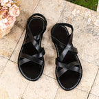 Women's Sandals with Crisscross Straps and Ankle Closure - 10