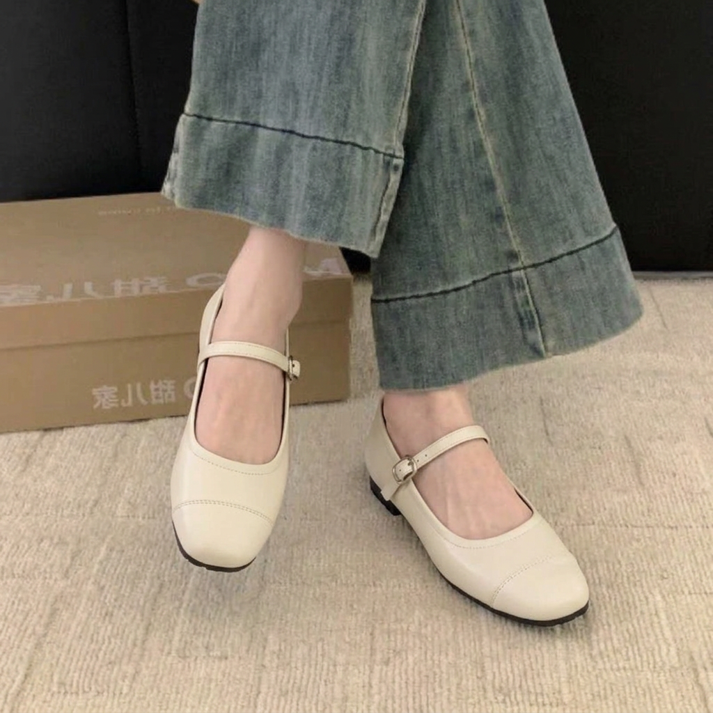 Mayzhera | Orthopaedic Classic Low-Heel Mary Jane Shoes - Ivory