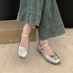 Mayzhera | Orthopaedic Classic Low-Heel Mary Jane Shoes - Silver