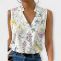 Women's Sleeveless Wrap Top with V-Neck - Floral 2