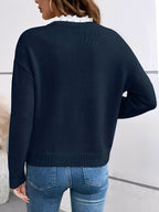 Women's Jumper with Lace Detailing and Round Neck - 2