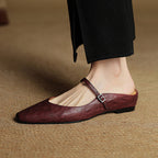 Women's Pointed Toe Mule Sandals with Ankle Strap - 11