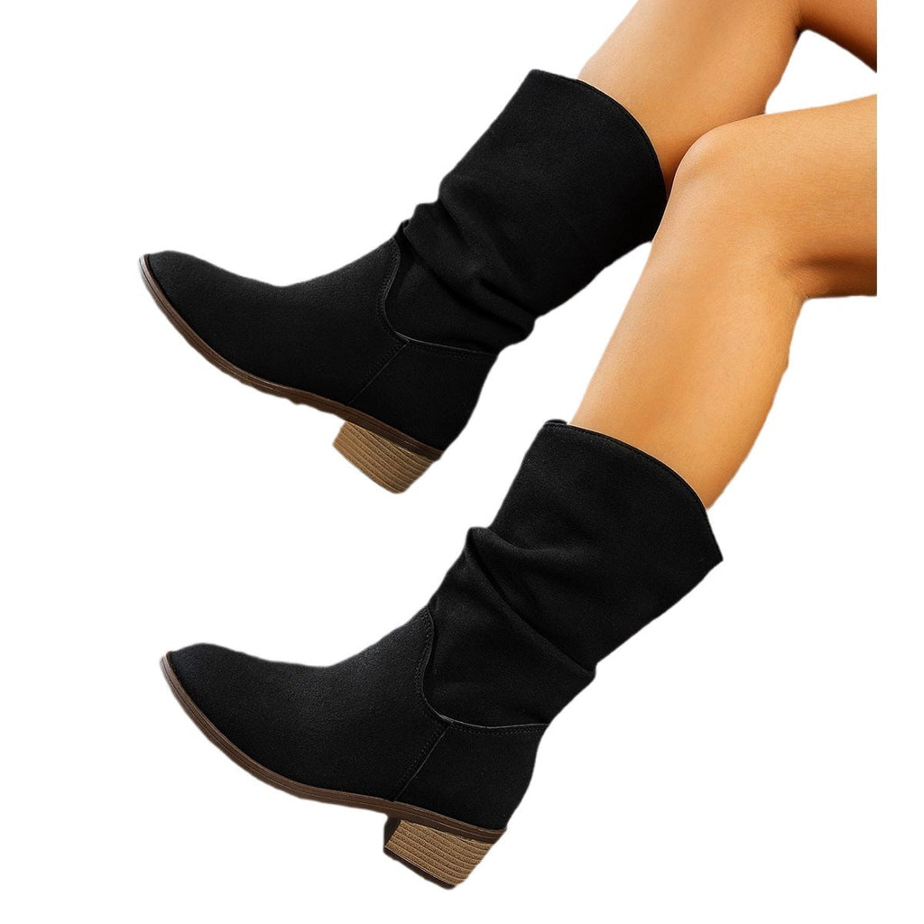 Women's Slouch Knee-High Boots with Block Heel - 7