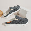 Women's Leopard Print Canvas Slip-On Mules with Cushioned Footbed - Grey