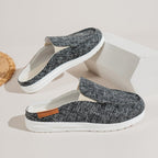 Women's Leopard Print Canvas Slip-On Mules with Cushioned Footbed - Grey