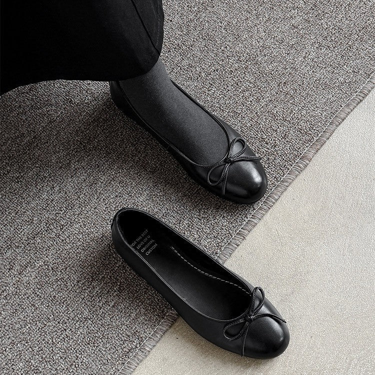 Women's Ballet Flats with Bow Detail Round Toe - 6