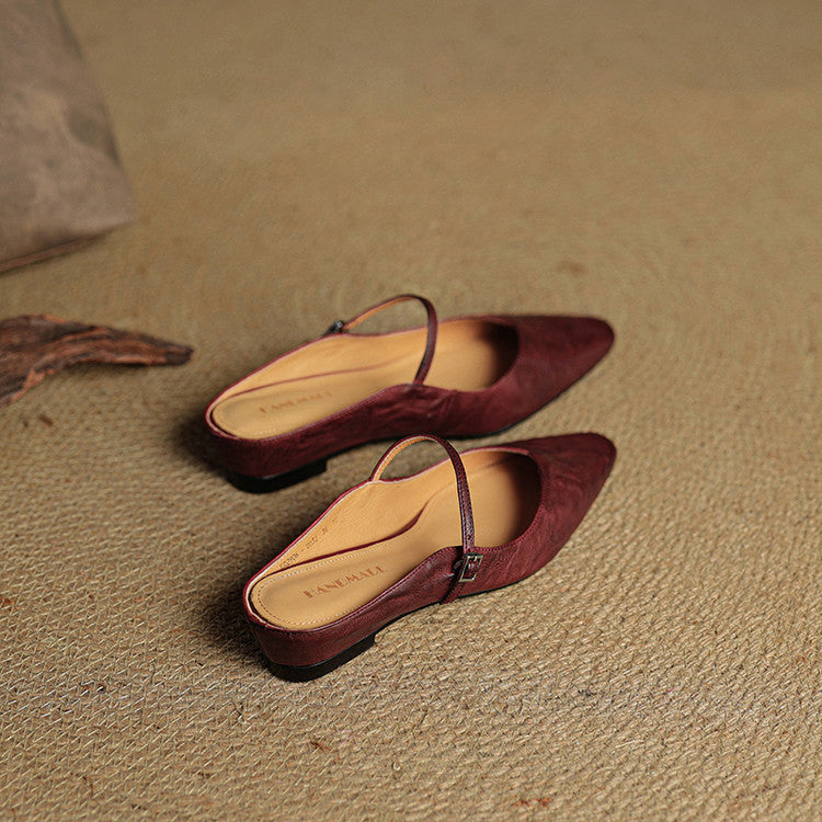 Women's Pointed Toe Mule Sandals with Ankle Strap - 14
