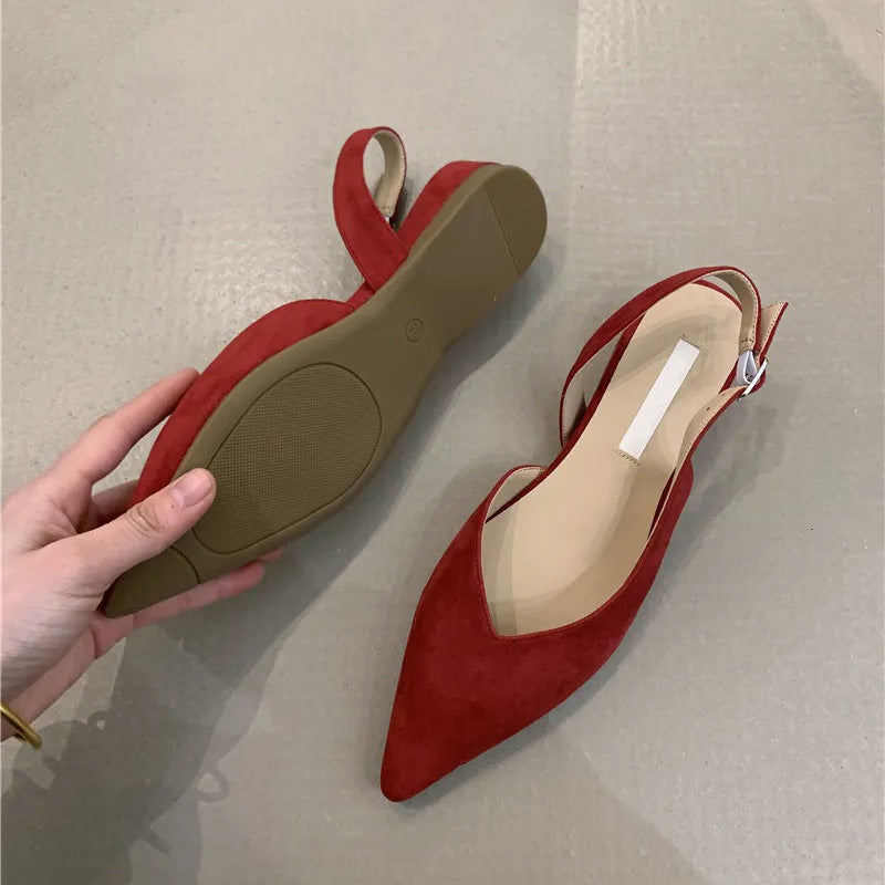 Women's Pointed Slingback Flats V-Cut Adjustable Strap - 7