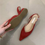 Women's Pointed Slingback Flats V-Cut Adjustable Strap - 7