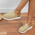Women's Leopard Print Canvas Slip-On Mules with Cushioned Footbed - Khaki