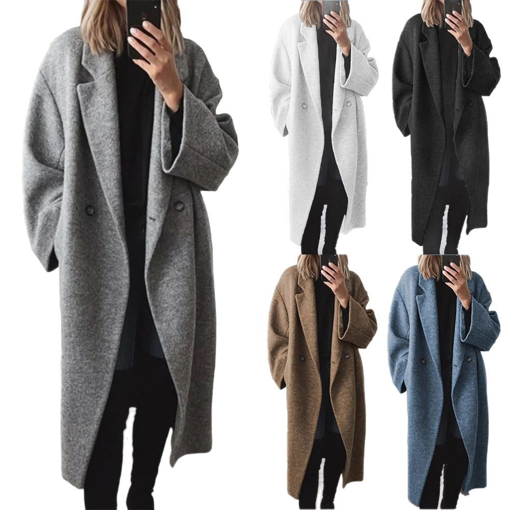 Women's Oversized Longline Coat Double-Breasted - 8