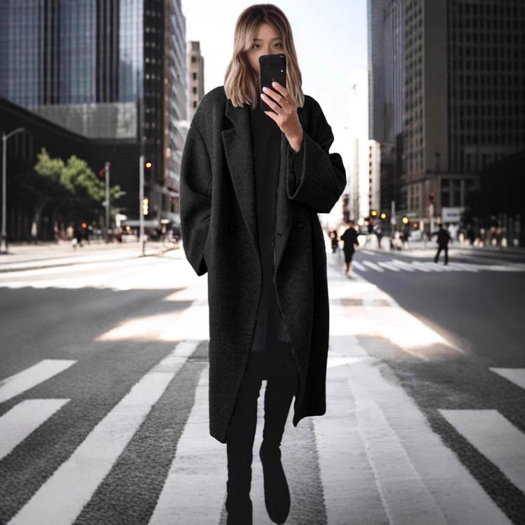 Women's Oversized Longline Coat Double-Breasted - 5