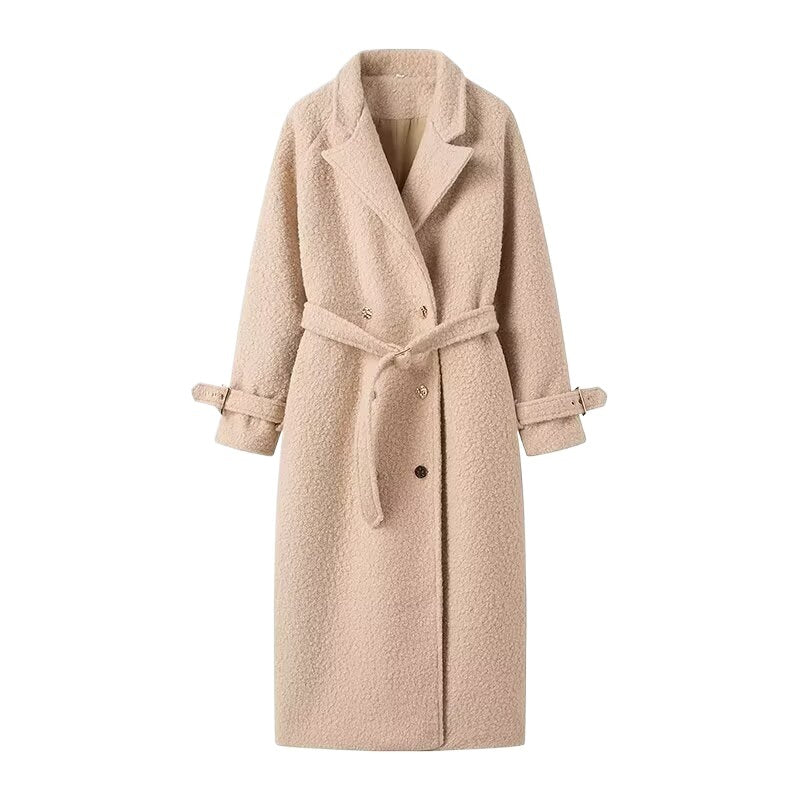 Women's Belted Teddy Coat with Notched Collar - 6