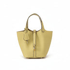 Women's Structured Bucket Bag with Twist-Lock Clasp - 11
